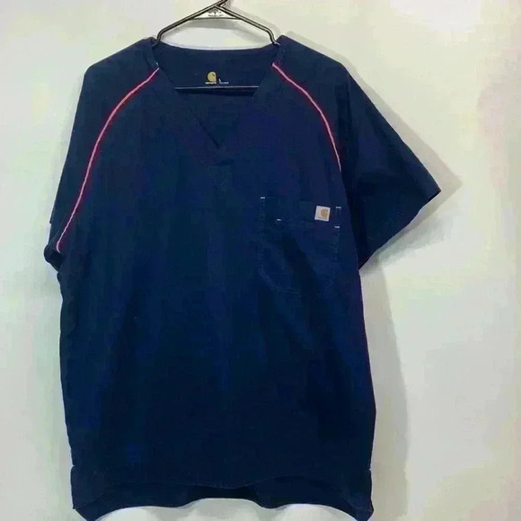Mens large carhartt blue scrubs top - Picture 1 of 5